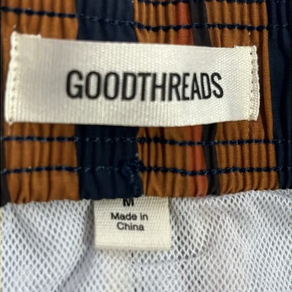 Goodthreads Mens 7 Swim Trunk | Tobacco Brown/Navy,‎ Stripe, Medium - Picture 5 of 5
